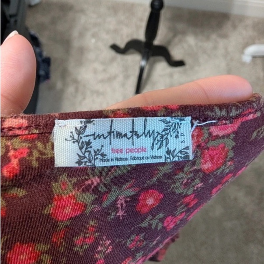 Free People Red Floral Long-Sleeve Blouse - Picture 2 of 5